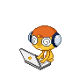 gif of kururu from sgt frog / keroro gunsou typing on a laptop